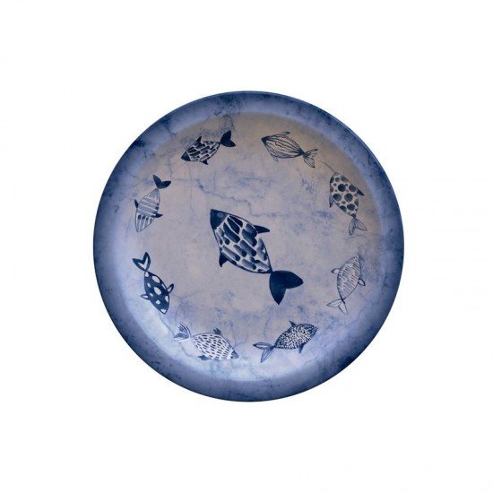 PRATO SOBREMESA TRAMONTINA PEIXES EM PORCELANA DECORADA 21 CM