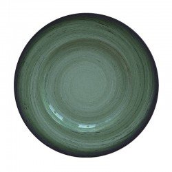 PRATO RASO TRAMONTINA RÚSTICO VERDE EM PORCELANA DECORADA 27 CM