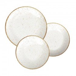 JOGO DE PRATOS TRAMONTINA RÚSTICO MARROM EM PORCELANA DECORADA 18 PEÇAS