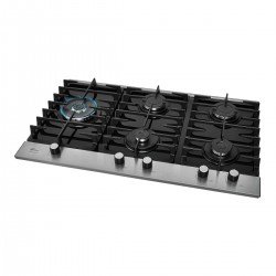 COOKTOP A GÁS 5 BOCAS TRIPLA CHAMA PLATINIUM TREMPE DE FERRO FUNDIDO MESA EM VIDRO BIVOLT FISCHER