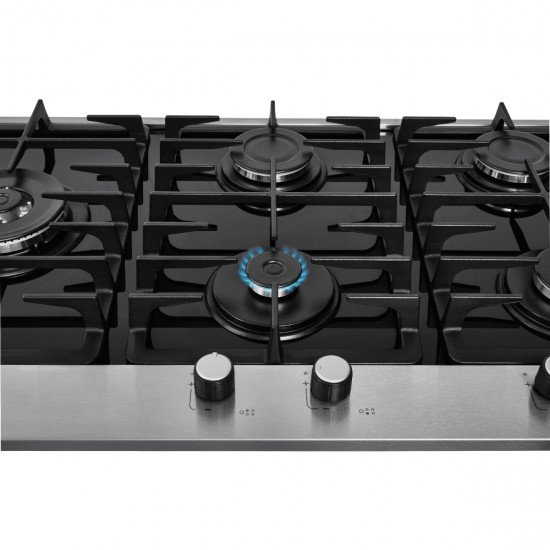 COOKTOP A GÁS 5 BOCAS TRIPLA CHAMA PLATINIUM TREMPE DE FERRO FUNDIDO MESA EM VIDRO BIVOLT FISCHER