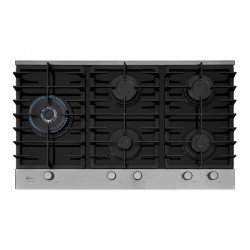 COOKTOP A GÁS 5 BOCAS TRIPLA CHAMA PLATINIUM TREMPE DE FERRO FUNDIDO MESA EM VIDRO BIVOLT FISCHER